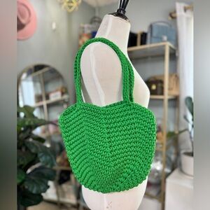 Green Woven Shoulder Bag